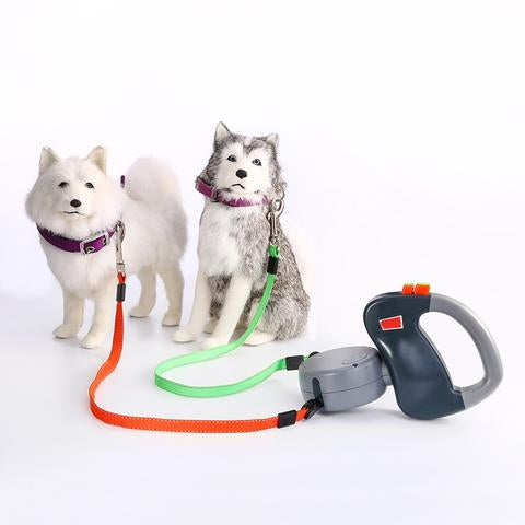 Retractable dual-handle dog leash