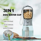 MATERA PET 3-in-1 portable dog water bottle with food compartment for walks and travel
