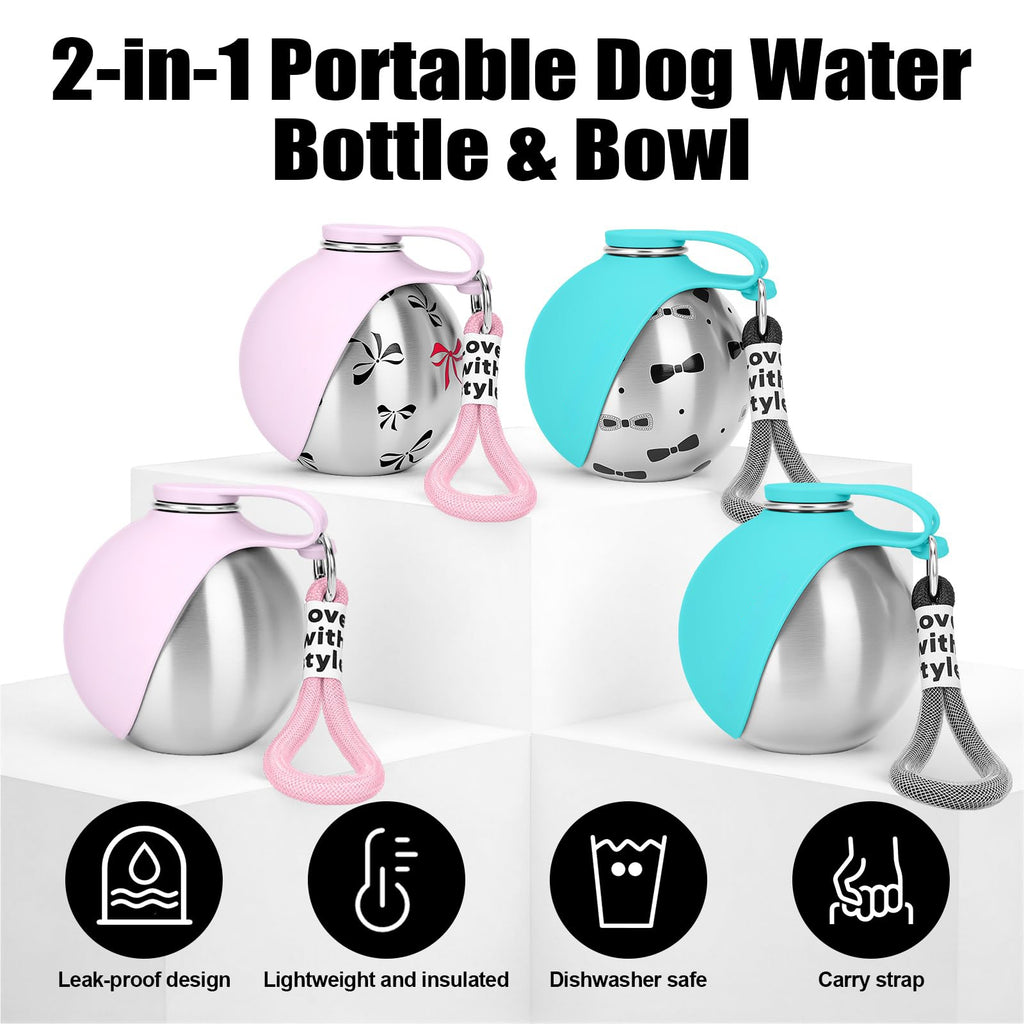Dog drinking from the portable travel water bowl