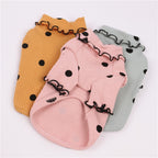 MATERA PET polka dot ribbed knit turtleneck sweaters for small dogs in yellow, pink and green