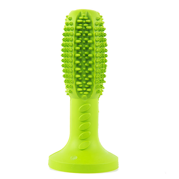 MATERA PET dog toothbrush chew stick in green, rubber nubs that rub teeth and massage gums while the dog chews