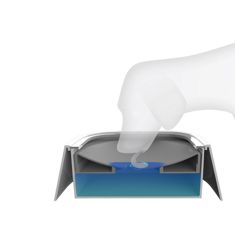 Cutaway of the floating disc that stops water sloshing out of the pet bowl
