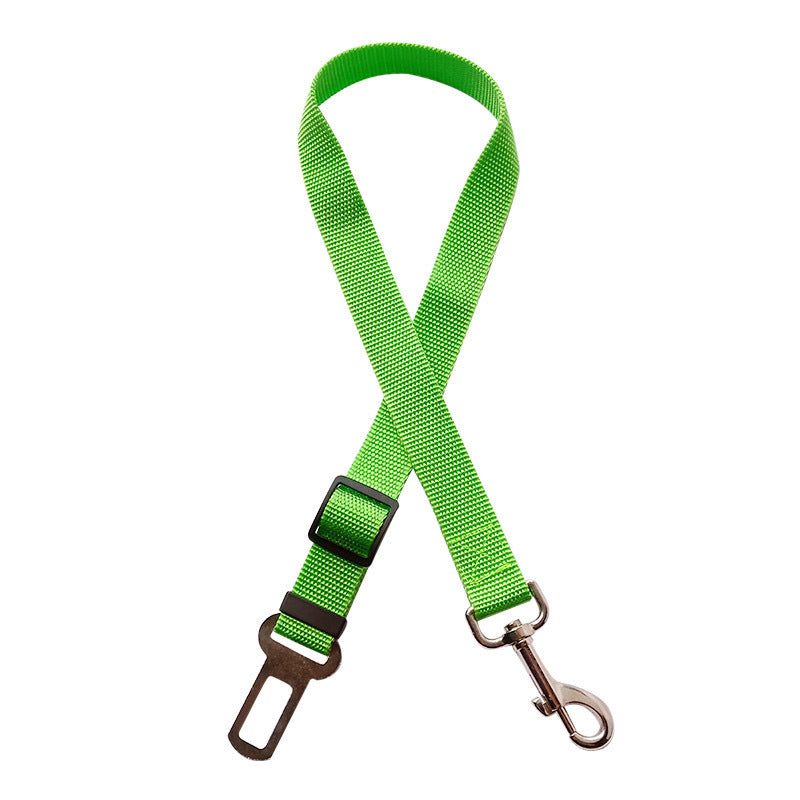 MATERA PET adjustable dog car seat belt in green with metal swivel clip
