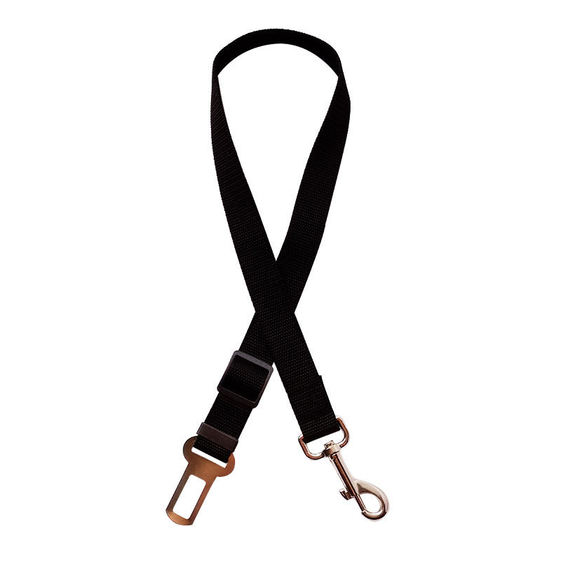 Black MATERA PET adjustable dog car seat belt with zinc alloy swivel snap