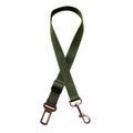 Army green MATERA PET dog car seat belt tether on a white background