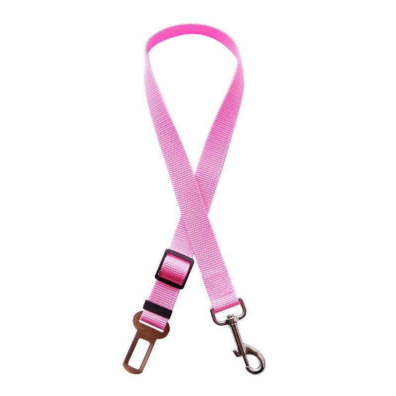 Pink MATERA PET dog car seat belt tether with metal buckle and swivel clip