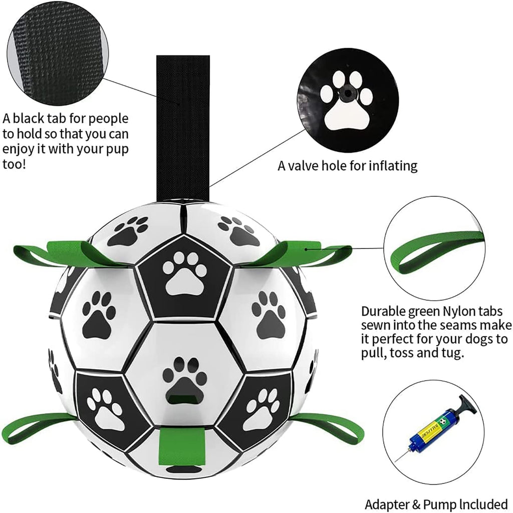 MATERA PET dog ball designed to be lifted and carried by the tabs
