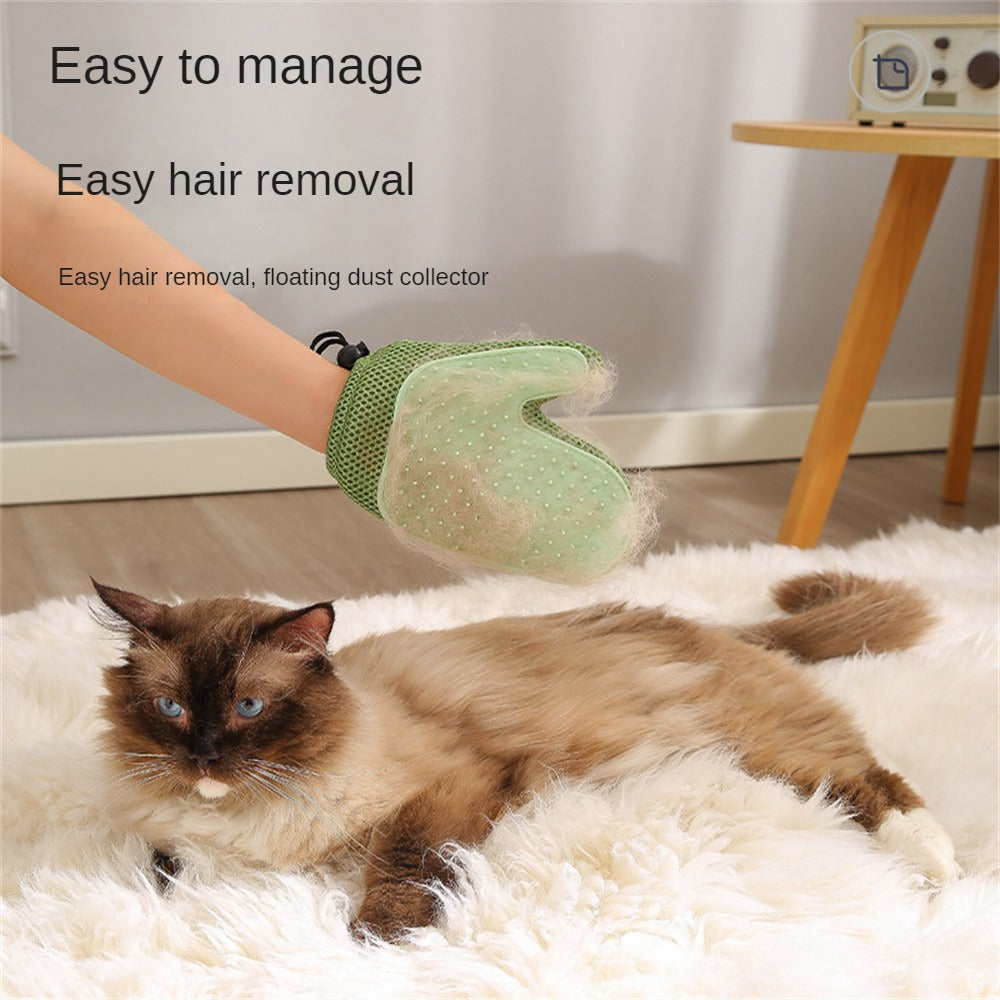 Grooming glove shown flat with palm facing up