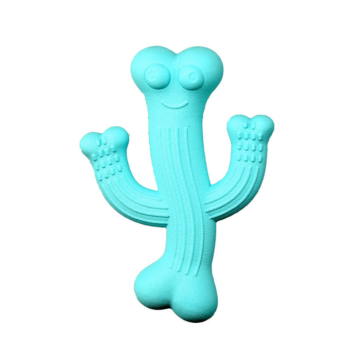 MATERA PET cactus chew toy for dogs in teal, textured rubber chew toy for aggressive chewers