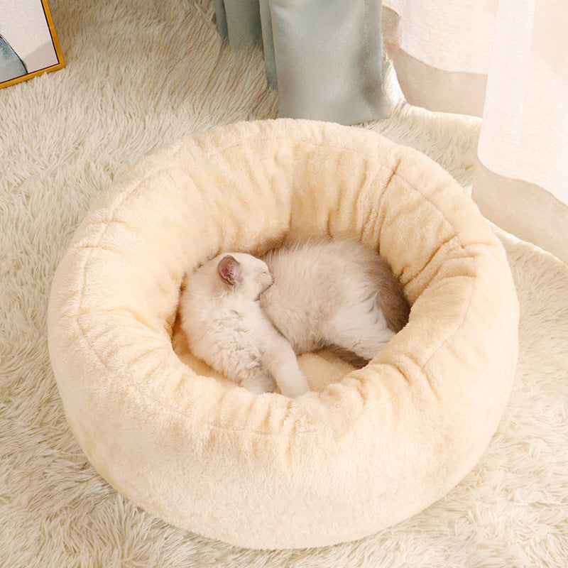 Long Plush Donut Dog Bed