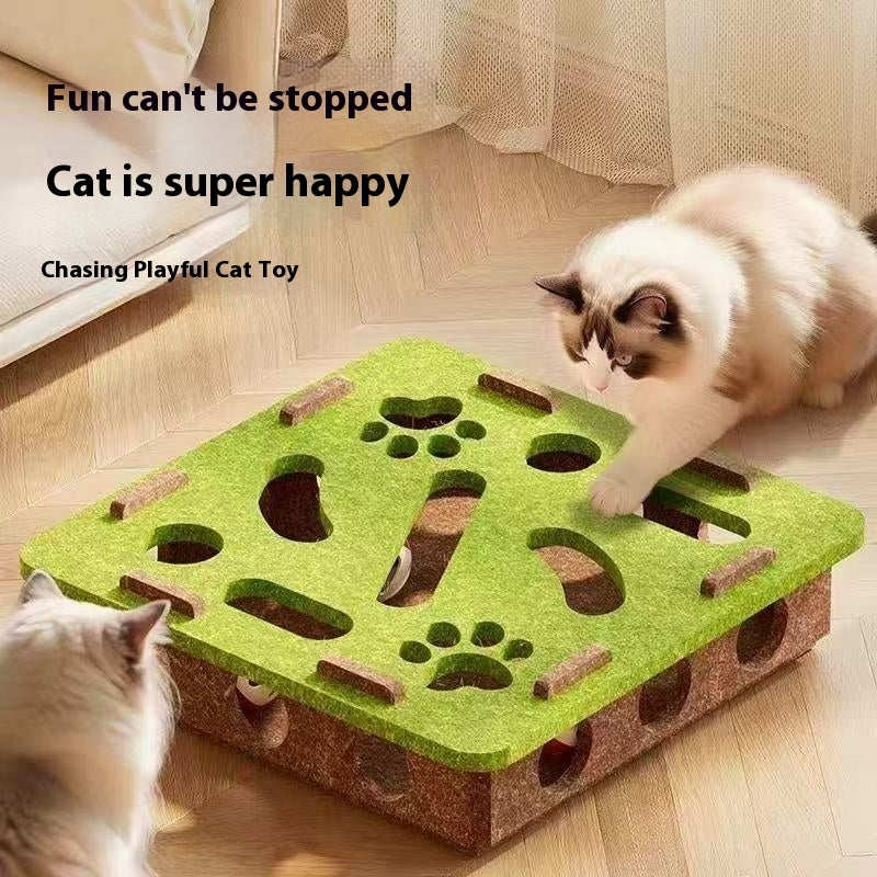 MATERA PET felt hole box cat toy used as a foraging puzzle