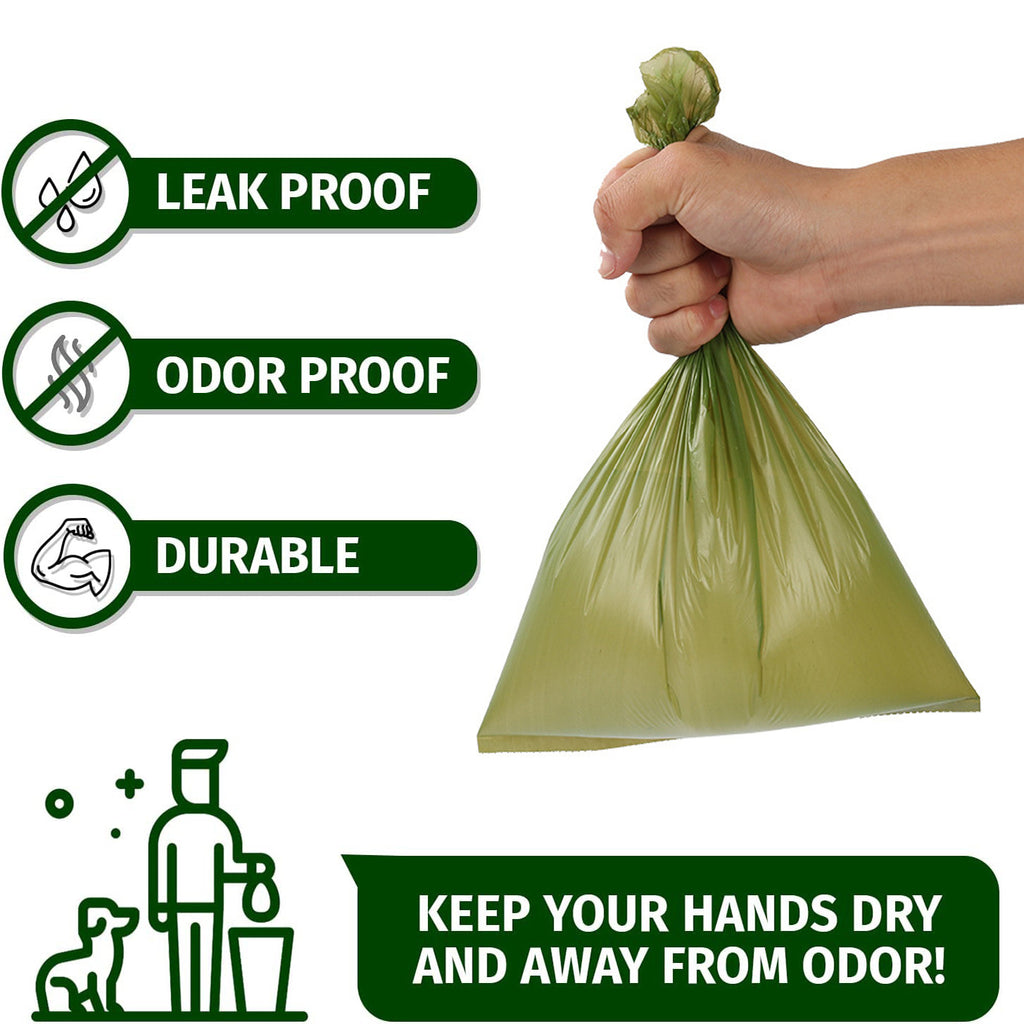 Single poop bag torn from the perforated roll