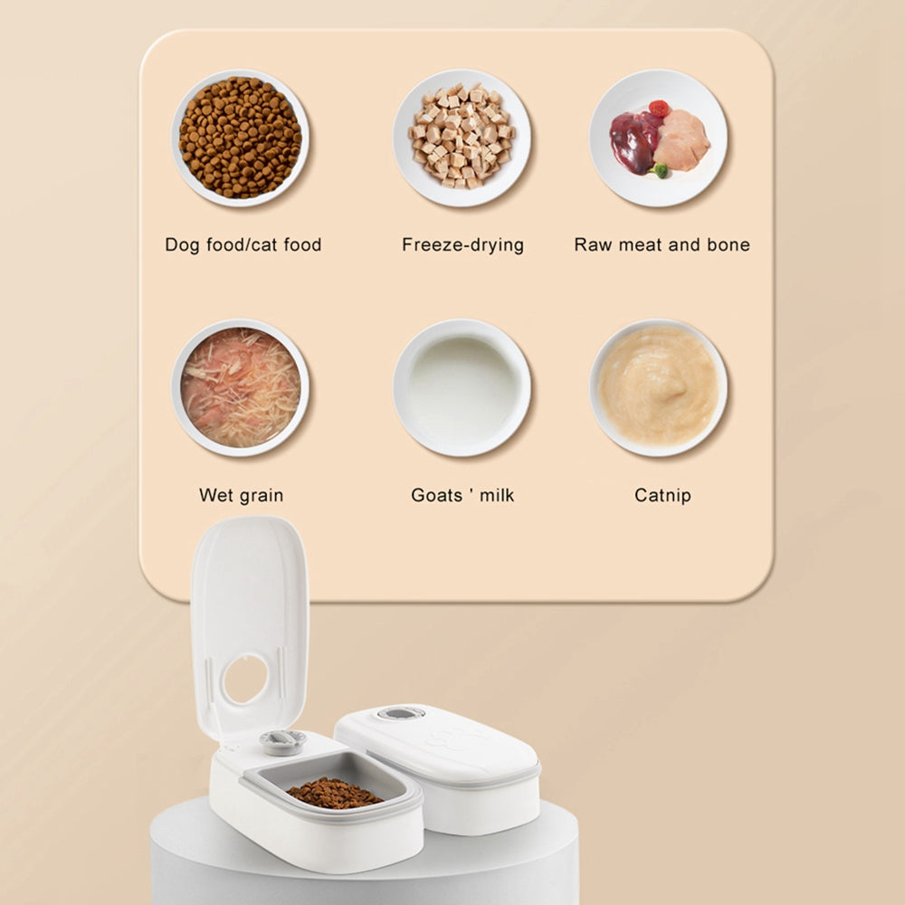 Food types the MATERA PET feeder holds: kibble, raw meat, wet food and milk