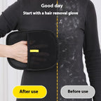 MATERA PET hair removal glove compared before and after cleaning a black top