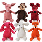 MATERA PET squeaky corduroy plush toys – six cute animal designs for dogs and cats