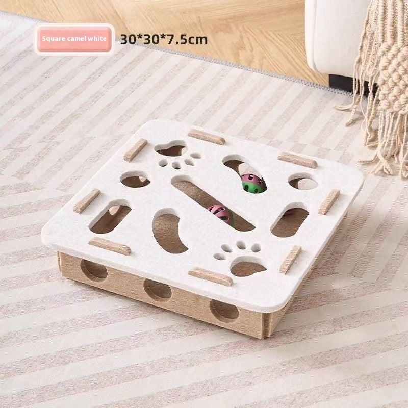 MATERA PET silent felt cat puzzle box measuring 12 inches square