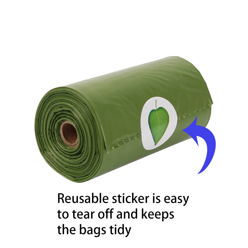 Rolls of dog poop bags stacked together