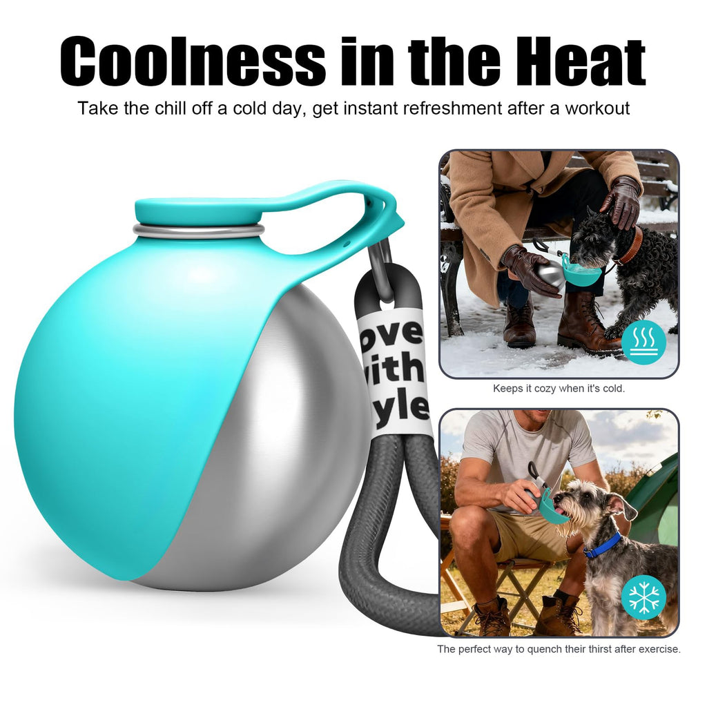 Ten ounce capacity shown on the pet water bottle