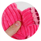 Close-up of the soft corduroy fabric used in MATERA PET squeaky plush dog toys