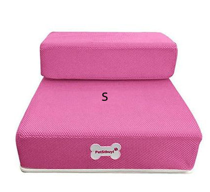 MATERA PET 2-step foam pet stairs in Pink for small dogs and cats, front view