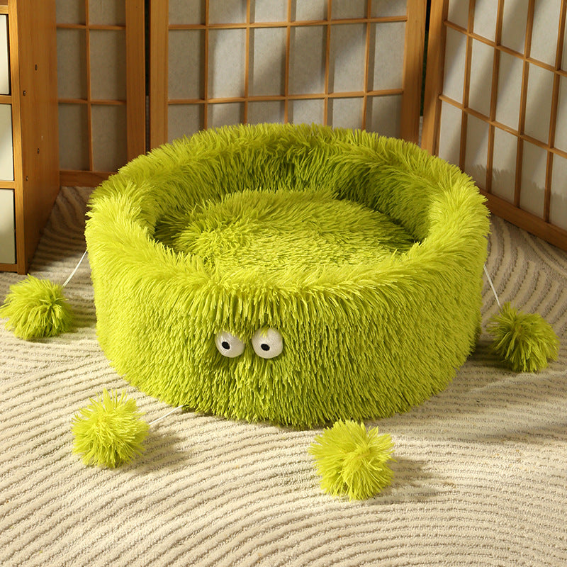 Little monster cat bed with cute eyes on the front