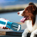 Border Collie beside a MATERA PET portable dog water bottle held during an outdoor walk