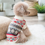 Back view of the MATERA PET Nordic snowflake dog sweater on a toy poodle