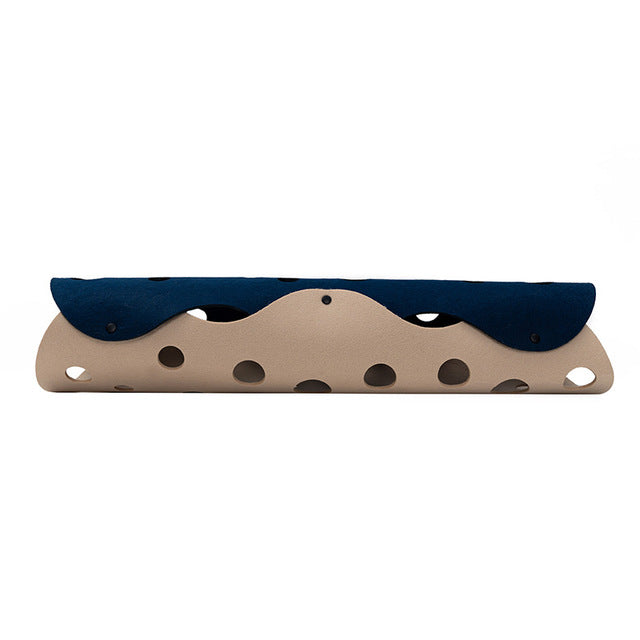 MATERA PET Navy & Beige felt cat tunnel for indoor cats, side view on white