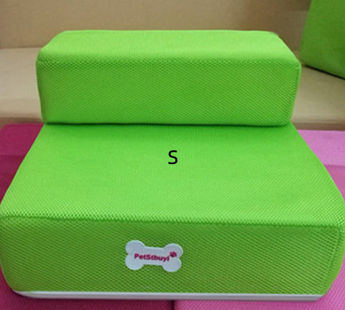 MATERA PET 2-step foam pet stairs in Lime Green for small dogs and cats, front view