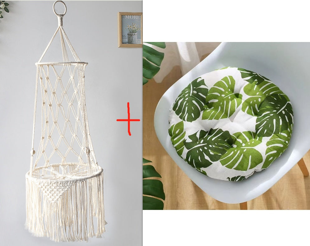 Handwoven MATERA PET boho cat swing bed suspended from a hook