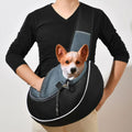 Jack Russell terrier riding in the grey MATERA PET crossbody pet carrier