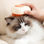 MATERA PET steam brush detangling a long-haired cat
