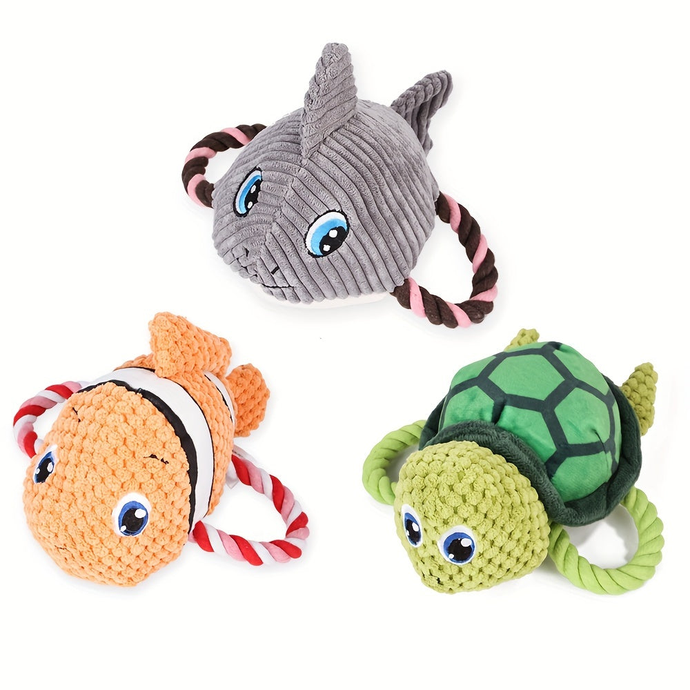Plush knot chew toy for dogs in three designs