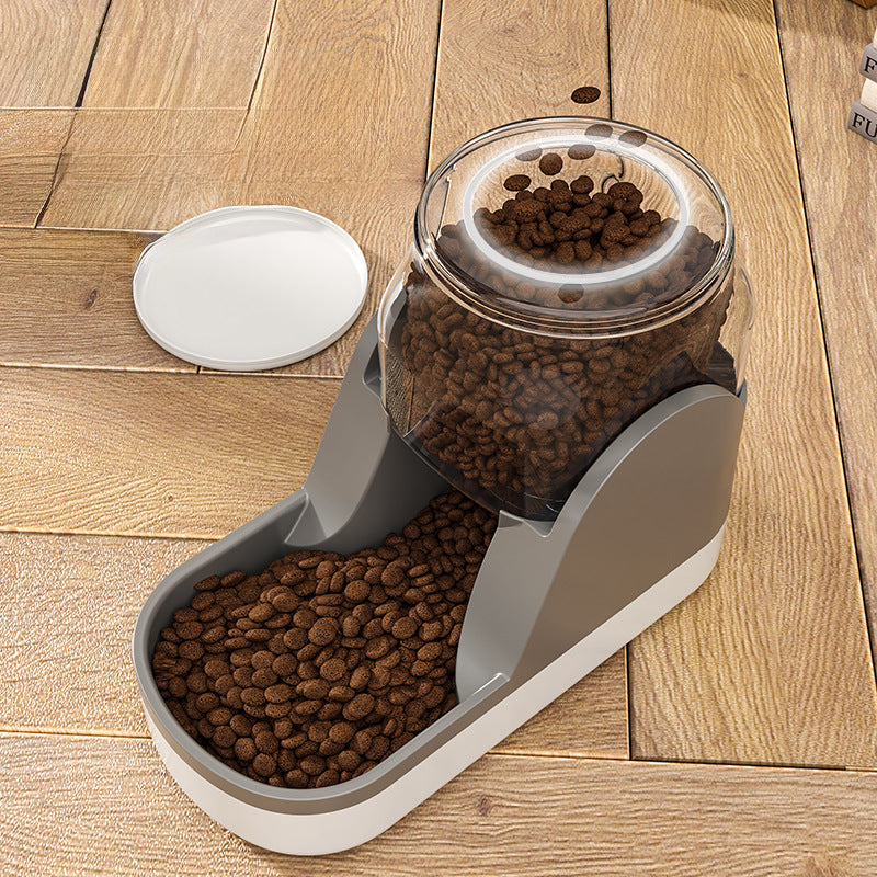 Grey automatic food dispenser with large reservoir