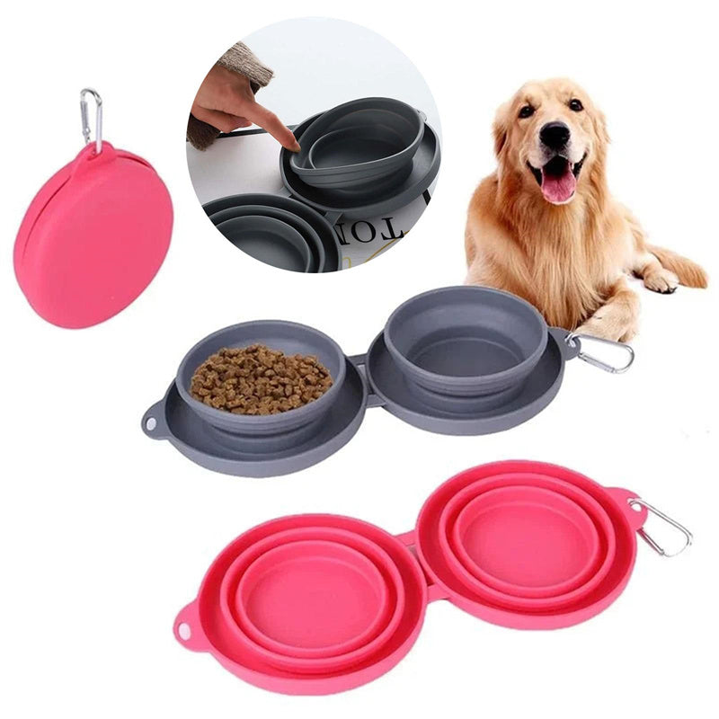 MATERA PET collapsible double dog bowl for food and water on the go