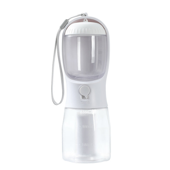 MATERA PET portable pet water bottle in white with filter and measuring scale