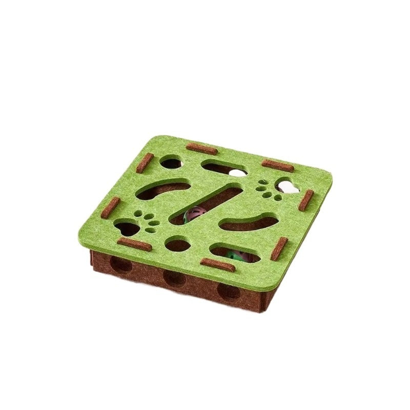 Top view of the MATERA PET hole board cat toy in dense felt