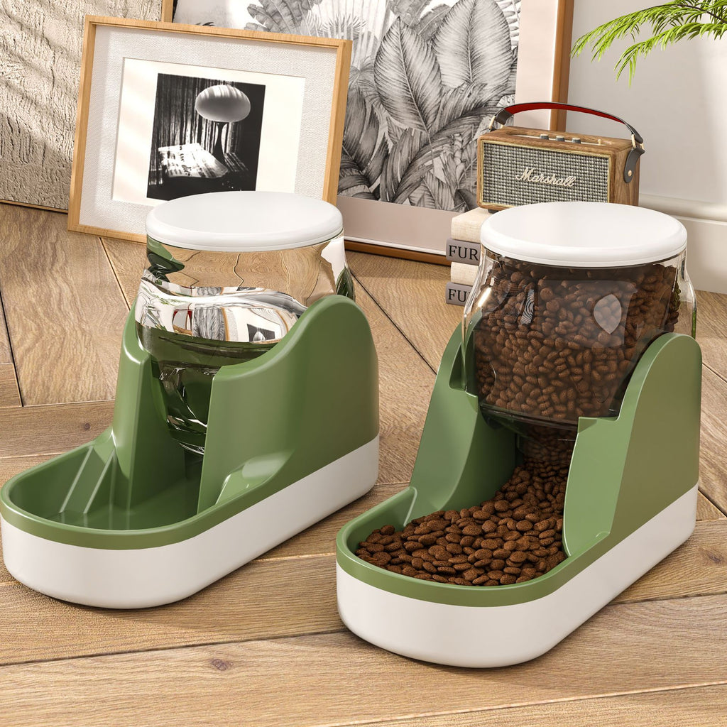 Gravity pet water fountain and food dispenser