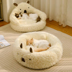 Alpaca calming pet bed with raised edges