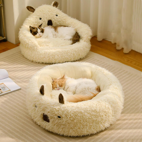 Alpaca calming pet bed with raised edges