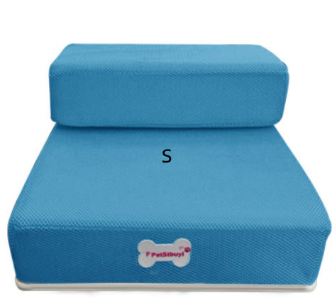 MATERA PET 2-step foam pet stairs in Sky Blue for small dogs and cats, front view
