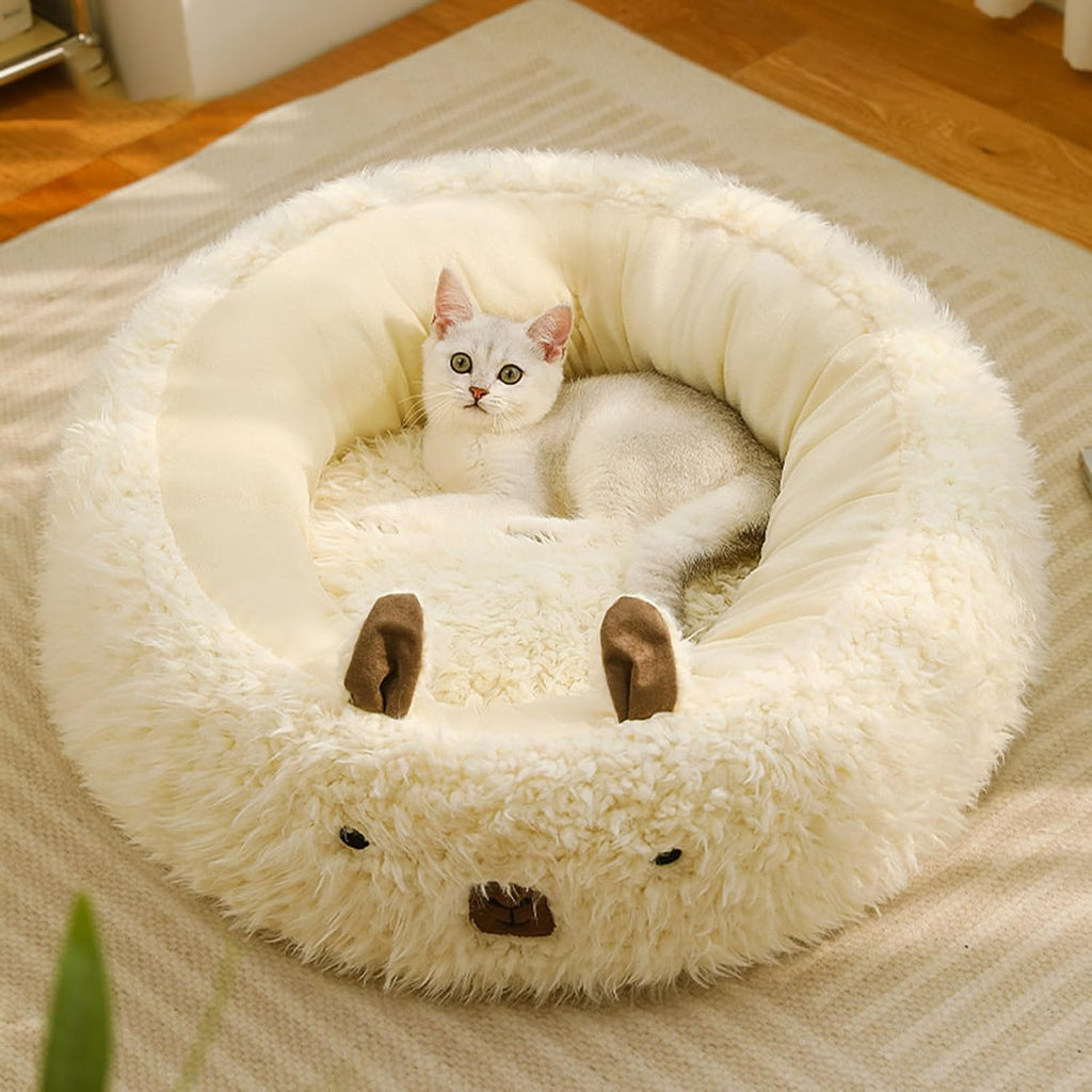 Alpaca calming pet bed with raised edges