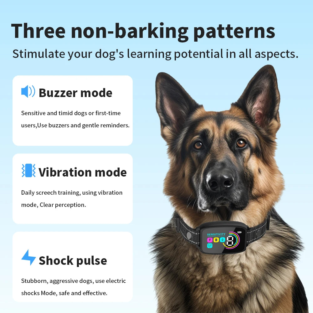 Beep and vibration modes explained for the bark training collar