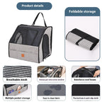 MATERA PET pet travel bag details: breathable mesh, storage pockets and foldable design