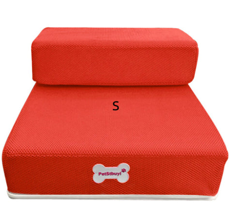 MATERA PET 2-step foam pet stairs in Red for small dogs and cats, front view