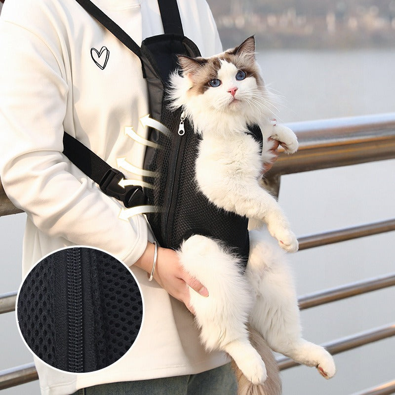 Front dog carrier backpack worn on the chest