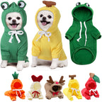 MATERA PET warm fleece hoodies worn by small dogs in green and yellow with cute prints