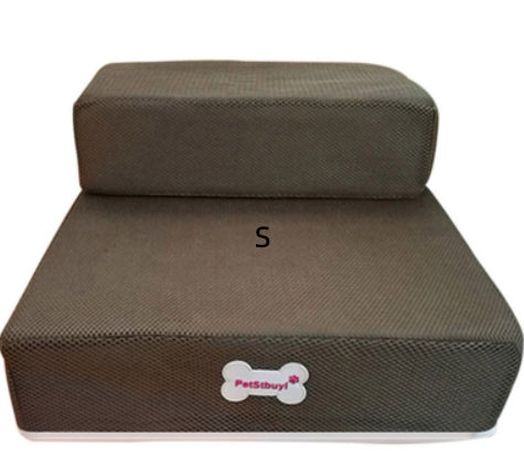 MATERA PET 2-step foam pet stairs in Taupe for small dogs and cats, front view