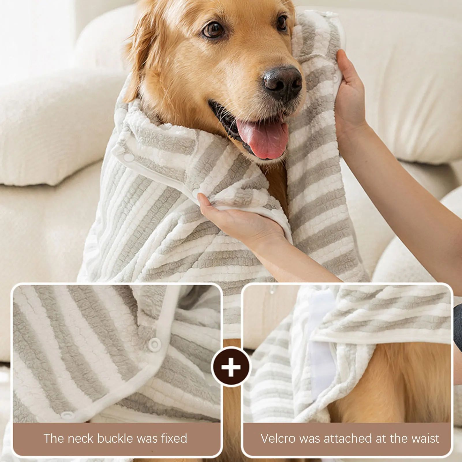 Brown thickened bathrobe towel for medium dogs