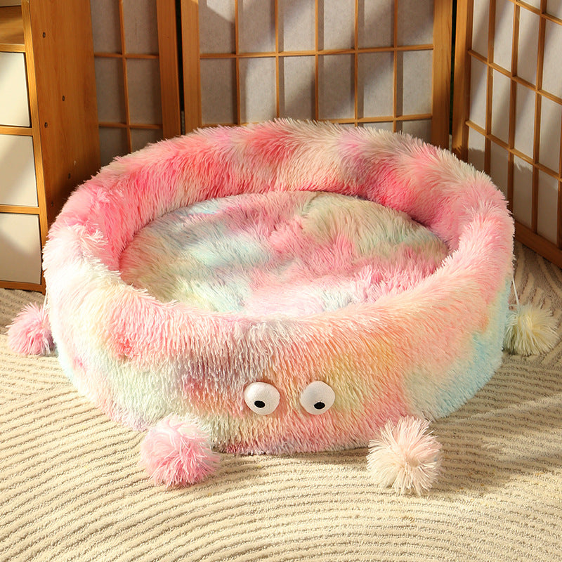 Pink monster cat bed for kittens and small cats